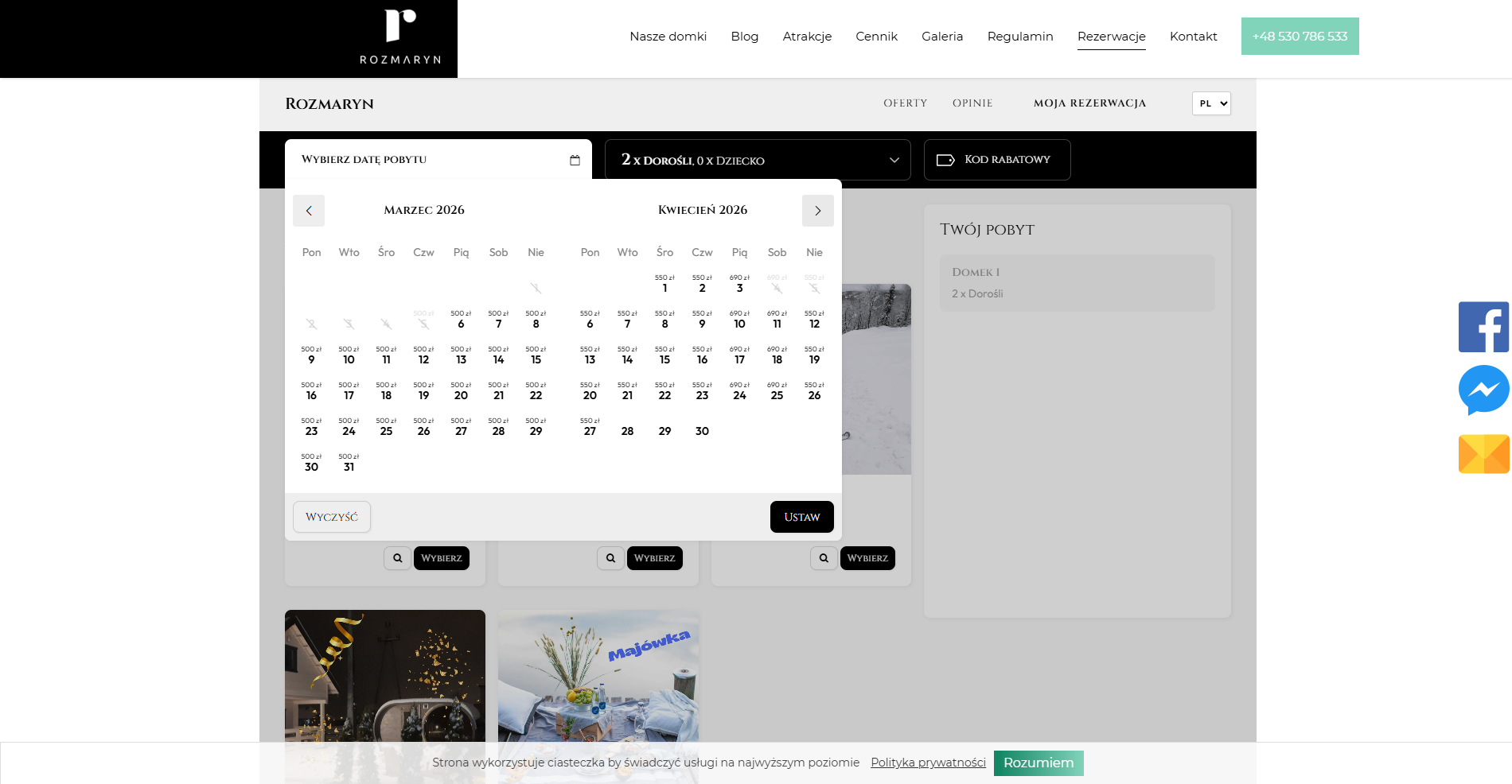 Strona www - Domki Rozmaryn